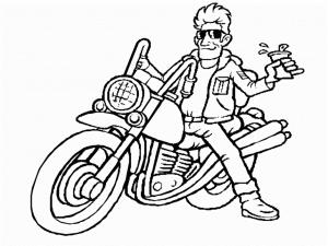 Motosiklet boyama sayfası,  coloring page, Motosikletiyle Havalı Adam, 