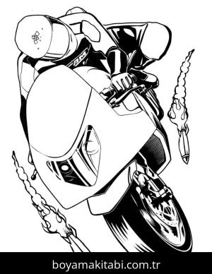 Motosiklet boyama sayfası – kolay boyama, eğitici aktivite