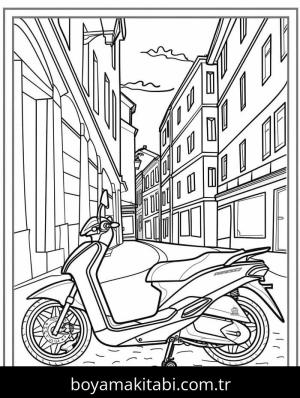 Motosiklet boyama sayfası – yaratıcılığı geliştirir, keyifli zaman