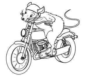 Motosiklet boyama sayfası,  coloring page, Fare Sürme Motosiklet, 