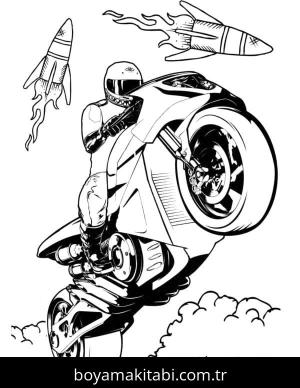 Motosiklet boyama sayfası – keyifli zaman, renkli çizimler