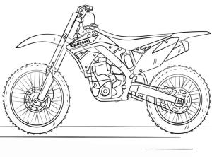 Motosiklet boyama sayfası,  coloring page, Kawasaki Motokros Bisikleti, 