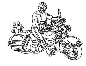 Motosiklet boyama sayfası,  coloring page, Motosikletli Bir Adam, 