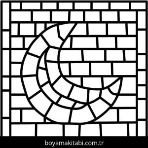 Mozaik boyama sayfası – çizgi film temalı, basit çizim