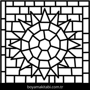 Mozaik boyama sayfası – basit çizim, kolay boyama