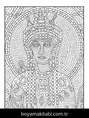 Mozaik boyama sayfası – çizgi film temalı, basit çizim