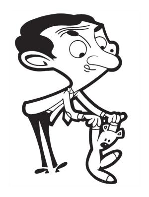 Mr. Bean boyama sayfası,  coloring page, Bay Bean Teddy Ile, 