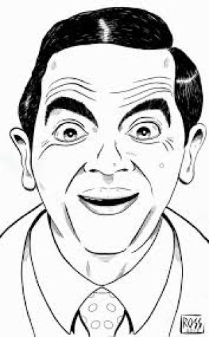 Mr. Bean boyama sayfası,  coloring page, Gülen Bean, 