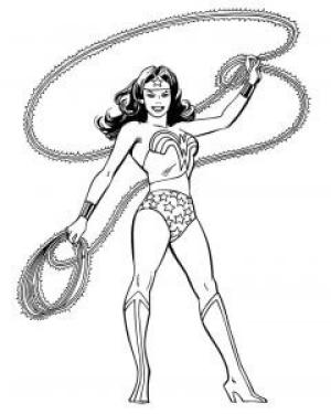 Mucize Kadın (Wonder Woman) boyama sayfası,  coloring page, Bir dize tutan harika Wonder Woman, 