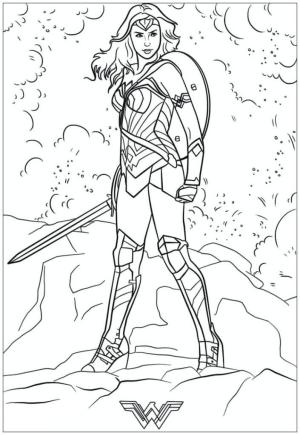 Mucize Kadın (Wonder Woman) boyama sayfası,  coloring page, Kılıç tutan Harika Kadın, 