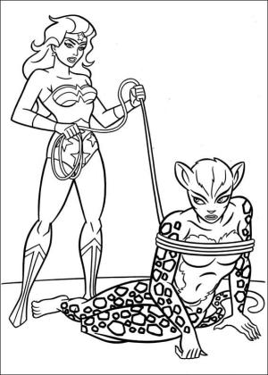 Mucize Kadın (Wonder Woman) boyama sayfası,  coloring page, Çita Bağlanmış Wonder Woman, 