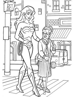 Mucize Kadın (Wonder Woman) boyama sayfası,  coloring page, Wonder Woman ve Yaşlılar, 