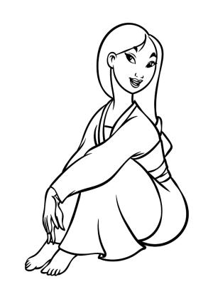 Mulan boyama sayfası,  coloring page, Mulan Oturuyor, 