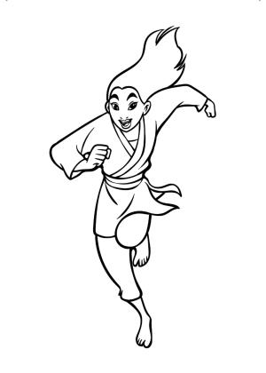 Mulan boyama sayfası,  coloring page, Mulan Koşuyor, 