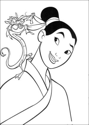 Mulan boyama sayfası,  coloring page, Mushu Helps Mulan, 