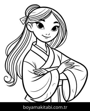 Mulan boyama sayfası – kolay boyama, eğitici aktivite