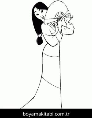 Mulan boyama sayfası – PDF indir, sevimli karakter