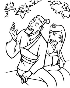 Mulan boyama sayfası,  coloring page, Fa Zhou Mulan’la Konuşuyor, 