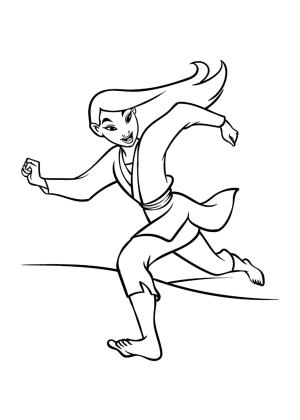 Mulan boyama sayfası,  coloring page, Oldukça Mulan Koşuyor, 