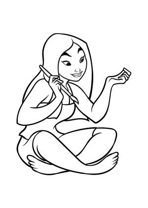 Mulan boyama sayfası,  coloring page, Küçük Mulan Oturuyor, 