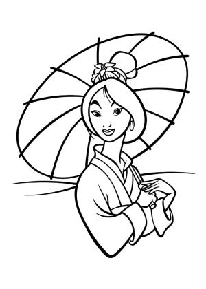 Mulan boyama sayfası,  coloring page, Şemsiyeli Mulan, 