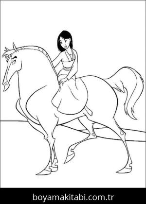 Mulan boyama sayfası – basit çizim, kolay boyama