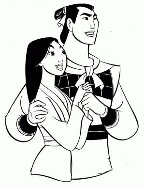 Mulan boyama sayfası,  coloring page, Mulan İle Li Shang, 