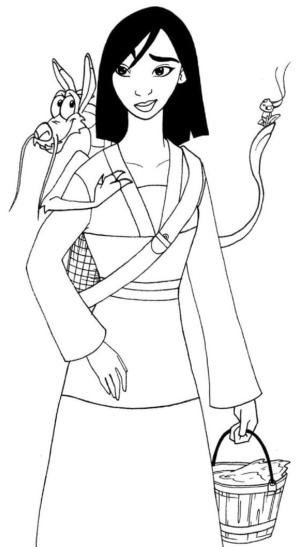 Mulan boyama sayfası,  coloring page, Mushu ile Mulan, 