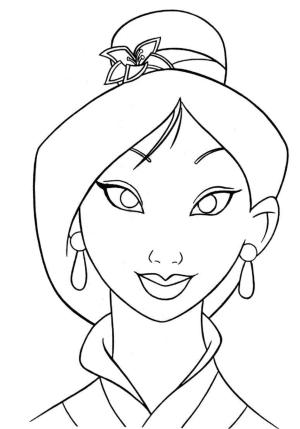 Mulan boyama sayfası,  coloring page, Mulan Portresi, 