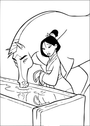 Mulan boyama sayfası,  coloring page, Mulan ve Han, 