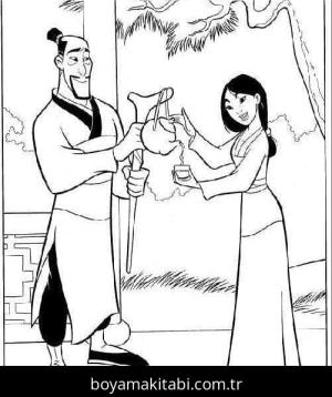 Mulan boyama sayfası – kolay boyama, eğitici aktivite