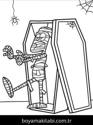 Mumya boyama sayfası – çocuklar için, çizgi film temalı