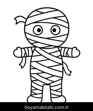 Mumya boyama sayfası – basit çizim, kolay boyama