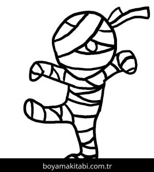 Mumya boyama sayfası – çocuk aktivitesi, PDF indir