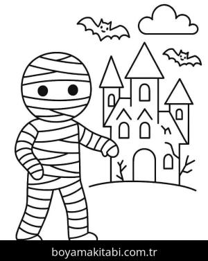 Mumya boyama sayfası – eğlenceli etkinlik, el becerilerini geliştirir