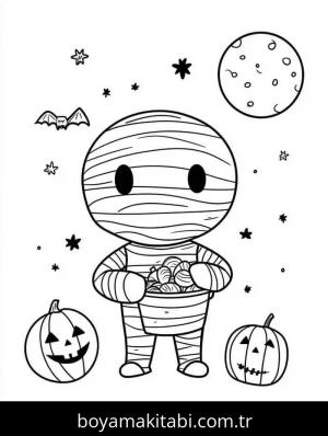 Mumya boyama sayfası – sevimli karakter, sanatsal çalışma