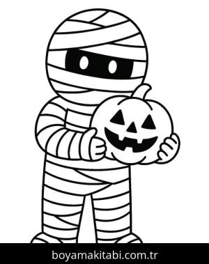 Mumya boyama sayfası – çizgi film temalı, basit çizim