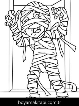 Mumya boyama sayfası – eğlenceli etkinlik, el becerilerini geliştirir