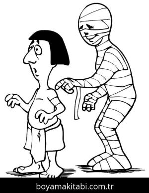 Mumya boyama sayfası – renkli çizimler, okul öncesi