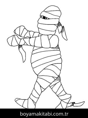 Mumya boyama sayfası – kolay boyama, eğitici aktivite