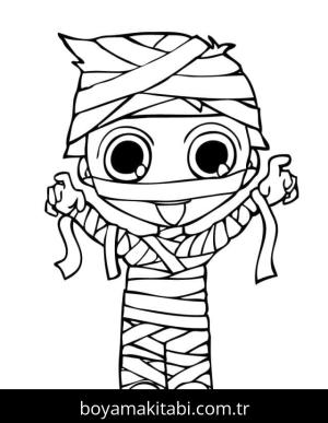 Mumya boyama sayfası – PDF indir, sevimli karakter