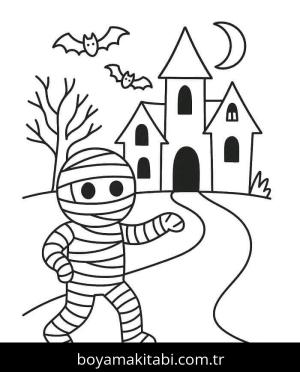 Mumya boyama sayfası – el becerilerini geliştirir, boyama çalışması