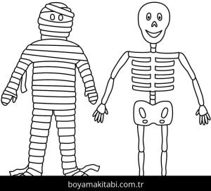 Mumya boyama sayfası – çizgi film temalı, basit çizim