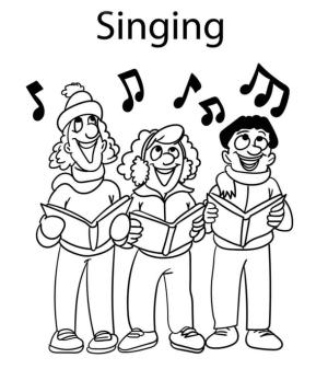 Müzik Notaları boyama sayfası,  coloring page, Três Homens Cantando, 