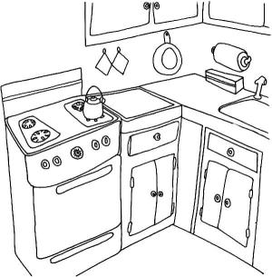 Mutfak Dolabı boyama sayfası,  coloring page, Mutfak Dolabında Kaynar Su, 