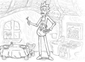 Mutfak boyama sayfası,  coloring page, Mutfakta Rick, 