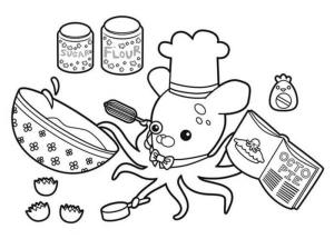 Mutfak boyama sayfası,  coloring page, Mutfakta Ahtapot, 