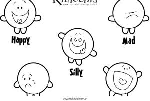 Mutlu Üzgün ​​Kızgın boyama sayfası – boyama etkinliği, çocuk aktivitesi