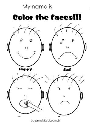 Mutlu Üzgün ​​Kızgın boyama sayfası – boyama çalışması, yaratıcılığı geliştirir