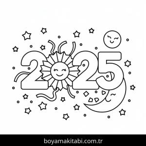 Mutlu Yıllar 2025 Boyama